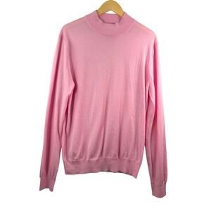 Giorgetti Mock Neck Sweater sz L Pink Cashmere Silk Made in Italy Knit preppy